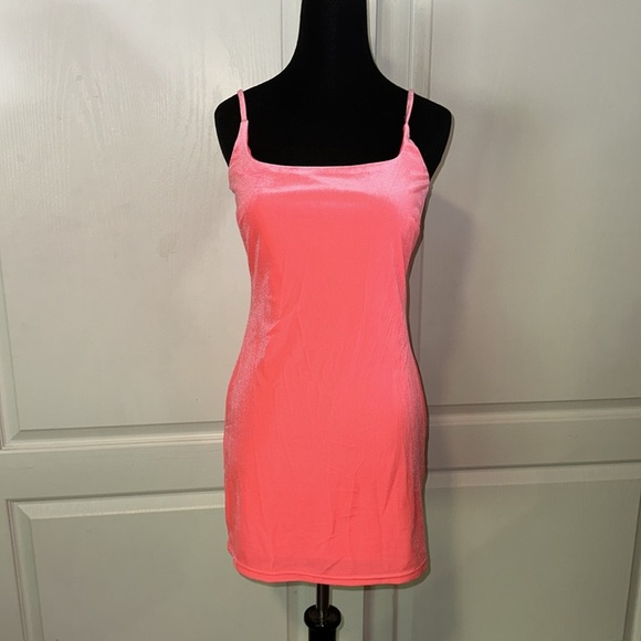 SUPERDOWN NEON PINK VELVET CAMI MINI DRESS - Picture 1 of 6